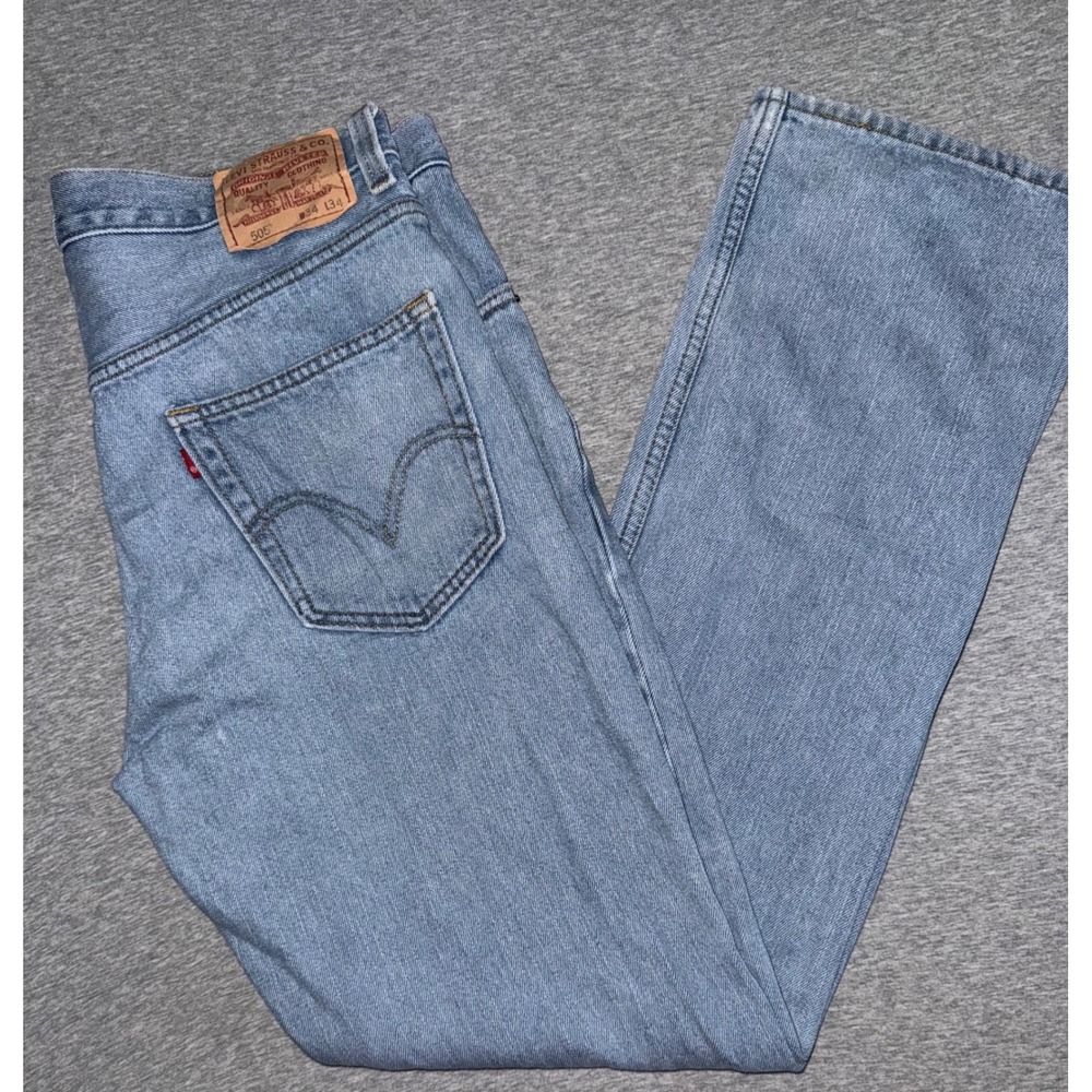 Levis 505 Mens Regular Fit Light Wash Denim Straight Jeans Size 34x34 Buttery